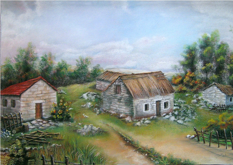 DETALJ IZ HERCEGOVINE,pastel,63 x 92 cm